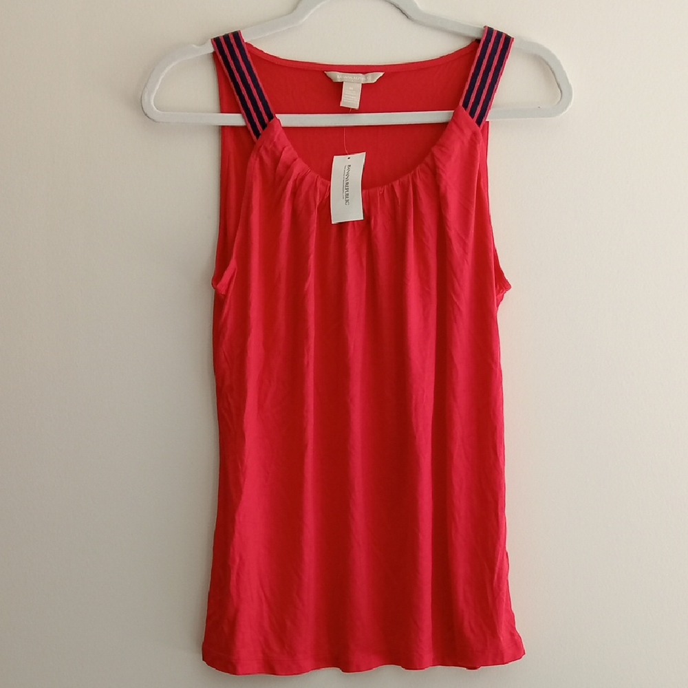 Red Sleeveless Top with Striped Straps